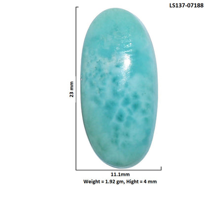 Larimar (Dominican Republic) 11.1x23x4 mm Oval Shape Polished Gemstone LS137-07188