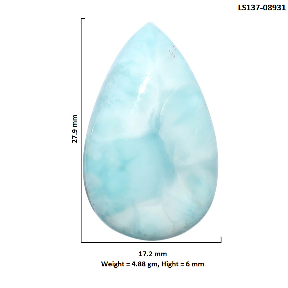 Larimar (Dominican Republic) 17.2x27.9x6 mm Pear Shape Polished Gemstone LS137-08931
