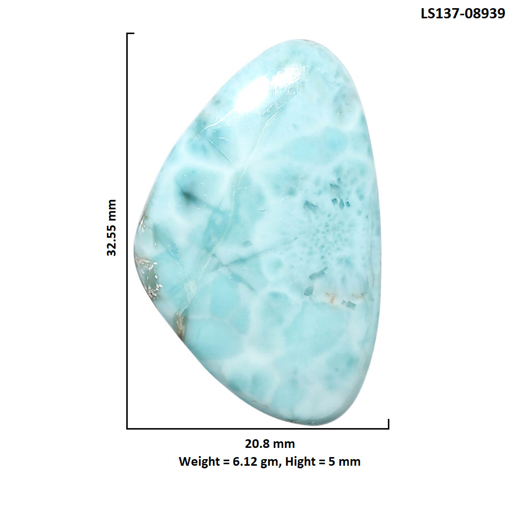 Larimar (Dominican Republic) 20.8x32.55x5 mm Fancy Shape Polished Gemstone LS137-08939