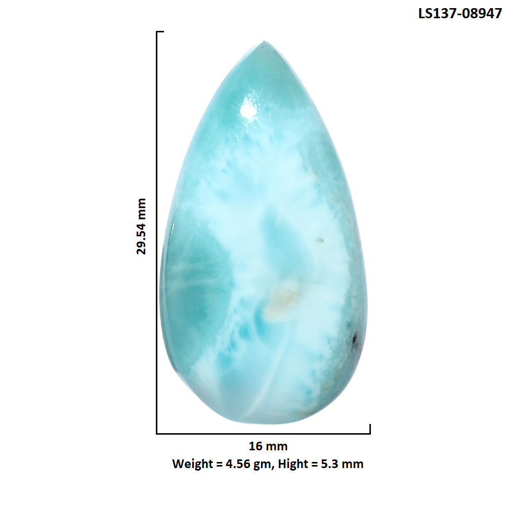 Larimar (Dominican Republic) 16x29.54x5.3 mm Pear Shape Polished Gemstone LS137-08947