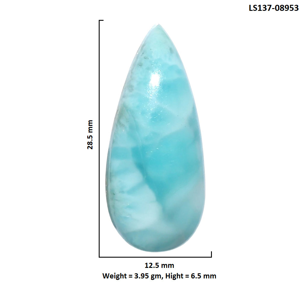 Larimar (Dominican Republic) 12.5x28.5x6.5 mm Pear Shape Polished Gemstone LS137-08953