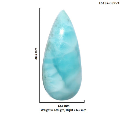 Larimar (Dominican Republic) 12.5x28.5x6.5 mm Pear Shape Polished Gemstone LS137-08953