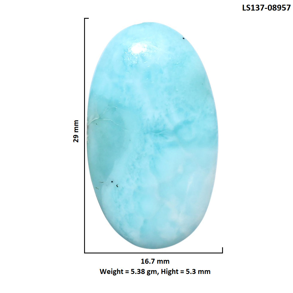 Larimar (Dominican Republic) 16.7x29x5.3 mm Oval Shape Polished Gemstone LS137-08957