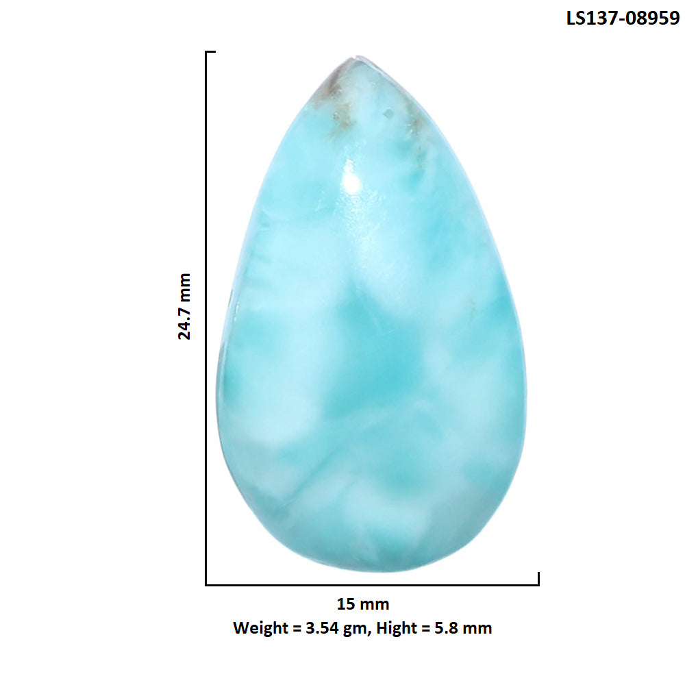 Larimar (Dominican Republic) 15x24.7x5.8 mm Pear Shape Polished Gemstone LS137-08959