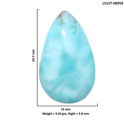 Larimar (Dominican Republic) 15x24.7x5.8 mm Pear Shape Polished Gemstone LS137-08959