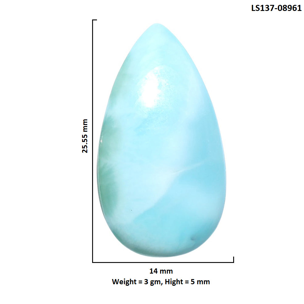 Larimar (Dominican Republic) 14x25.55x5 mm Pear Shape Polished Gemstone LS137-08961