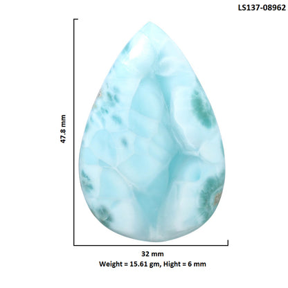 Larimar (Dominican Republic) 32x47.8x6 mm Pear Shape Polished Gemstone LS137-08962