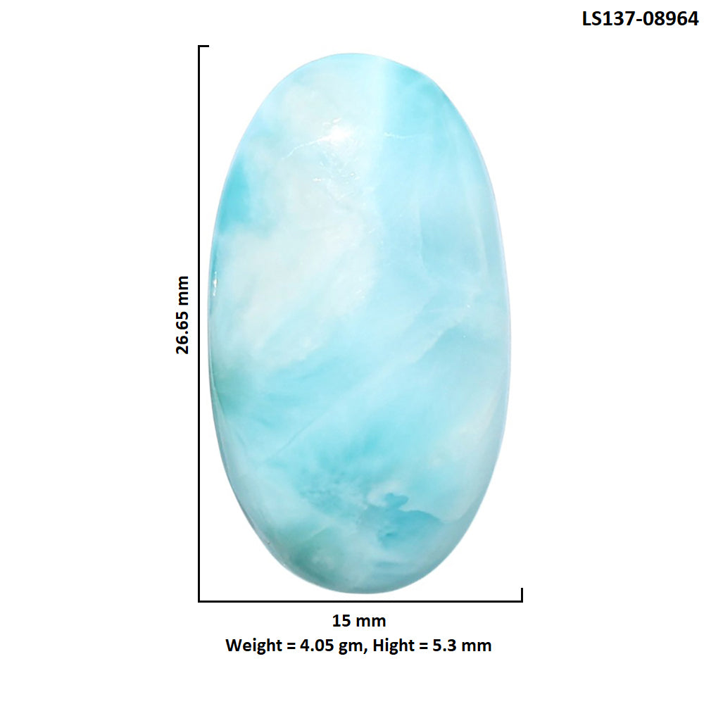 Larimar (Dominican Republic) 15x26.65x5.3 mm Oval Shape Polished Gemstone LS137-08964