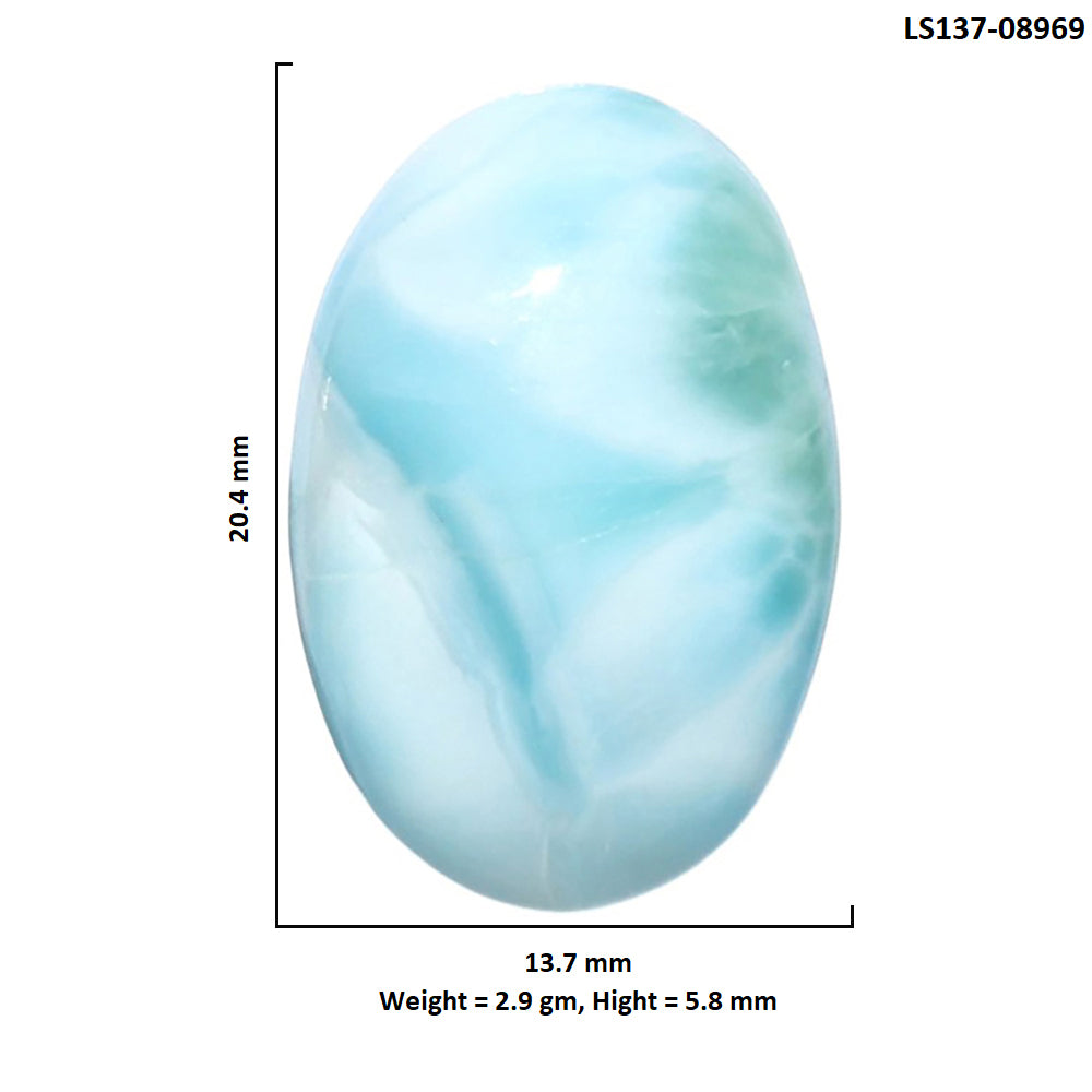 Larimar (Dominican Republic) 13.7x20.4x5.8 mm Oval Shape Polished Gemstone LS137-08969
