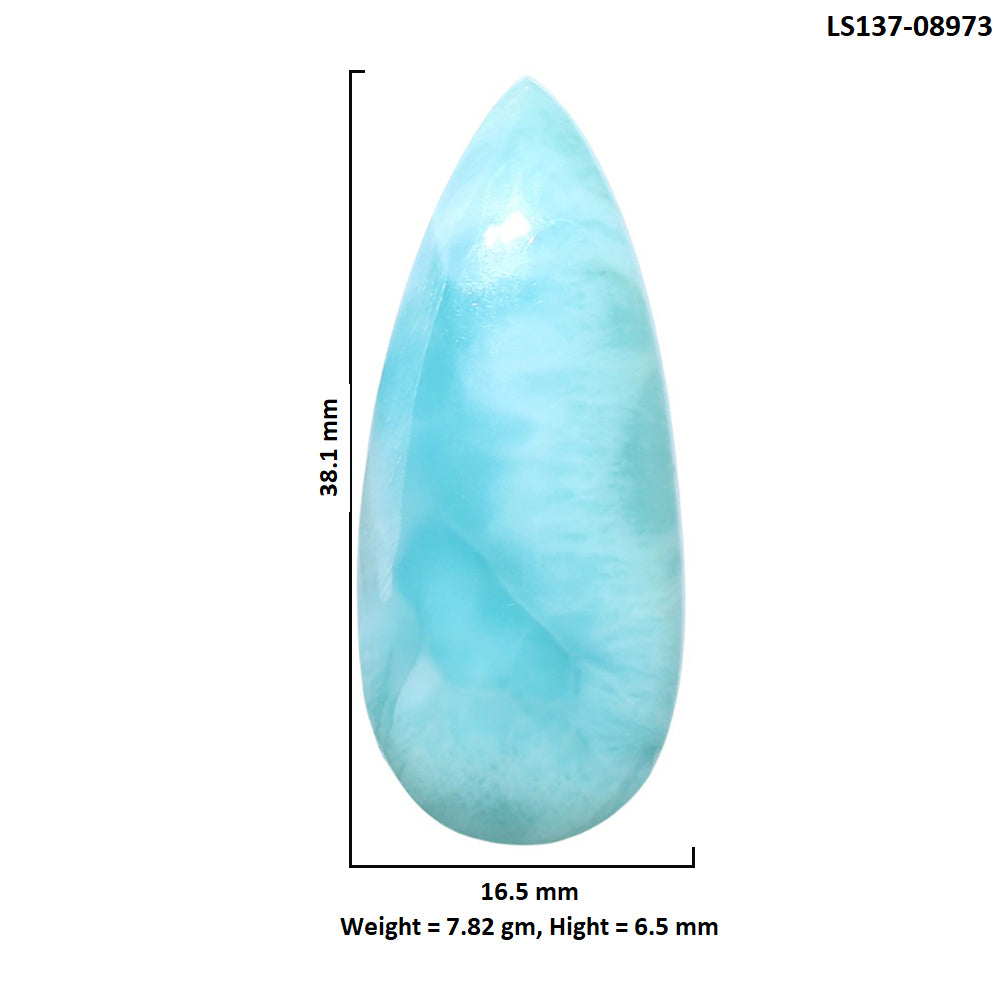 Larimar (Dominican Republic) 16.5x38.1x6.5 mm Pear Shape Polished Gemstone LS137-08973