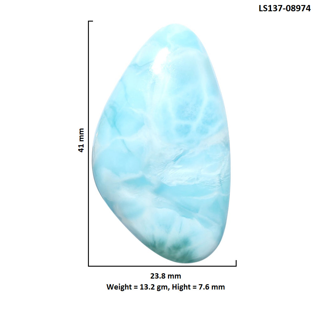 Larimar (Dominican Republic) 23.8x41x7.6 mm Fancy Shape Polished Gemstone LS137-08974