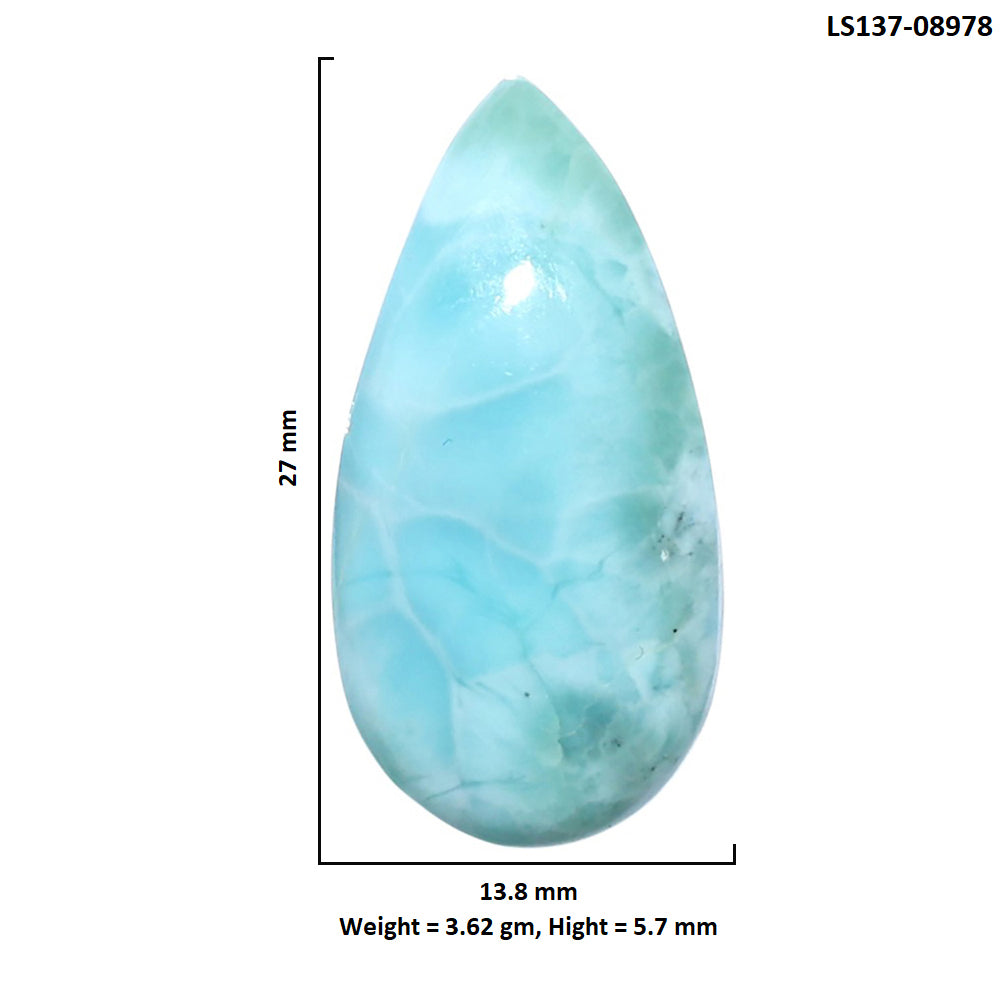 Larimar (Dominican Republic) 13.8x27x5.7 mm Pear Shape Polished Gemstone LS137-08978