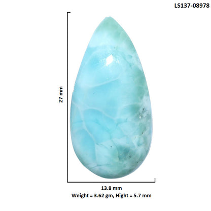 Larimar (Dominican Republic) 13.8x27x5.7 mm Pear Shape Polished Gemstone LS137-08978