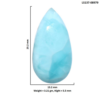 Larimar (Dominican Republic) 13.2x25.2x5.5 mm Pear Shape Polished Gemstone LS137-08979