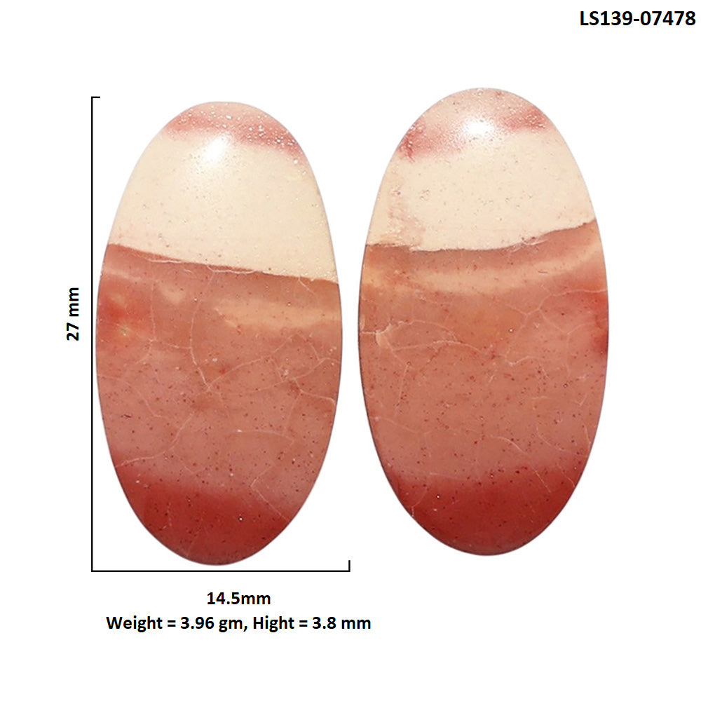 Mookaite Pair 14.5x27x3.8 mm Oval Shape Polished Gemstone LS139-07478