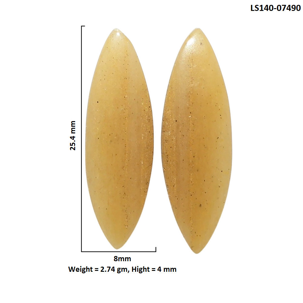 Yellow Aventurine Pair 8x25.4x4 mm Marquise Shape Polished Gemstone LS140-07490