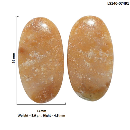 Yellow Aventurine Pair 14x26x4.5 mm Oval Shape Polished Gemstone LS140-07491