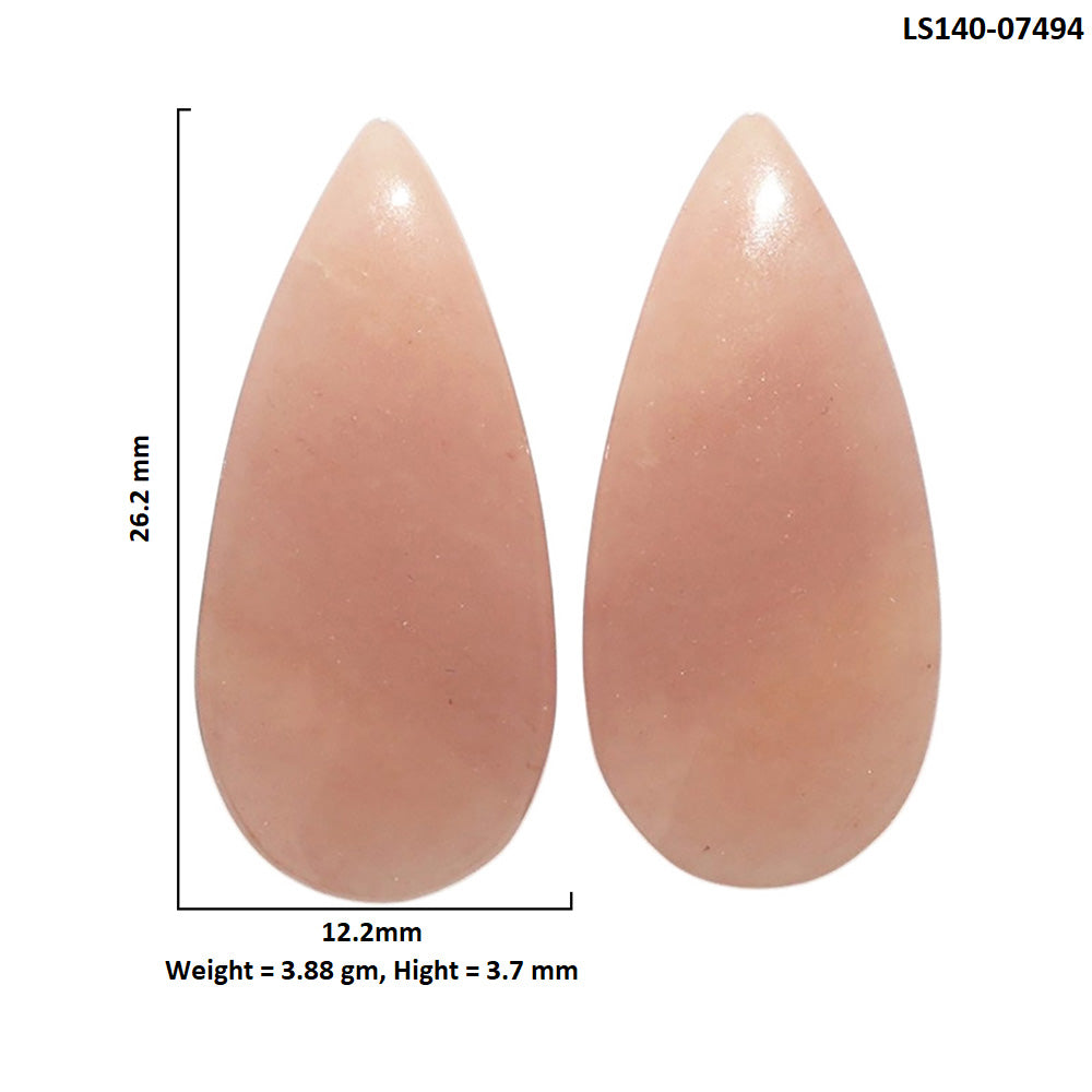 Pink Aventurine Pair 12.2x26.2x3.7 mm Pear Shape Polished Gemstone LS140-07494