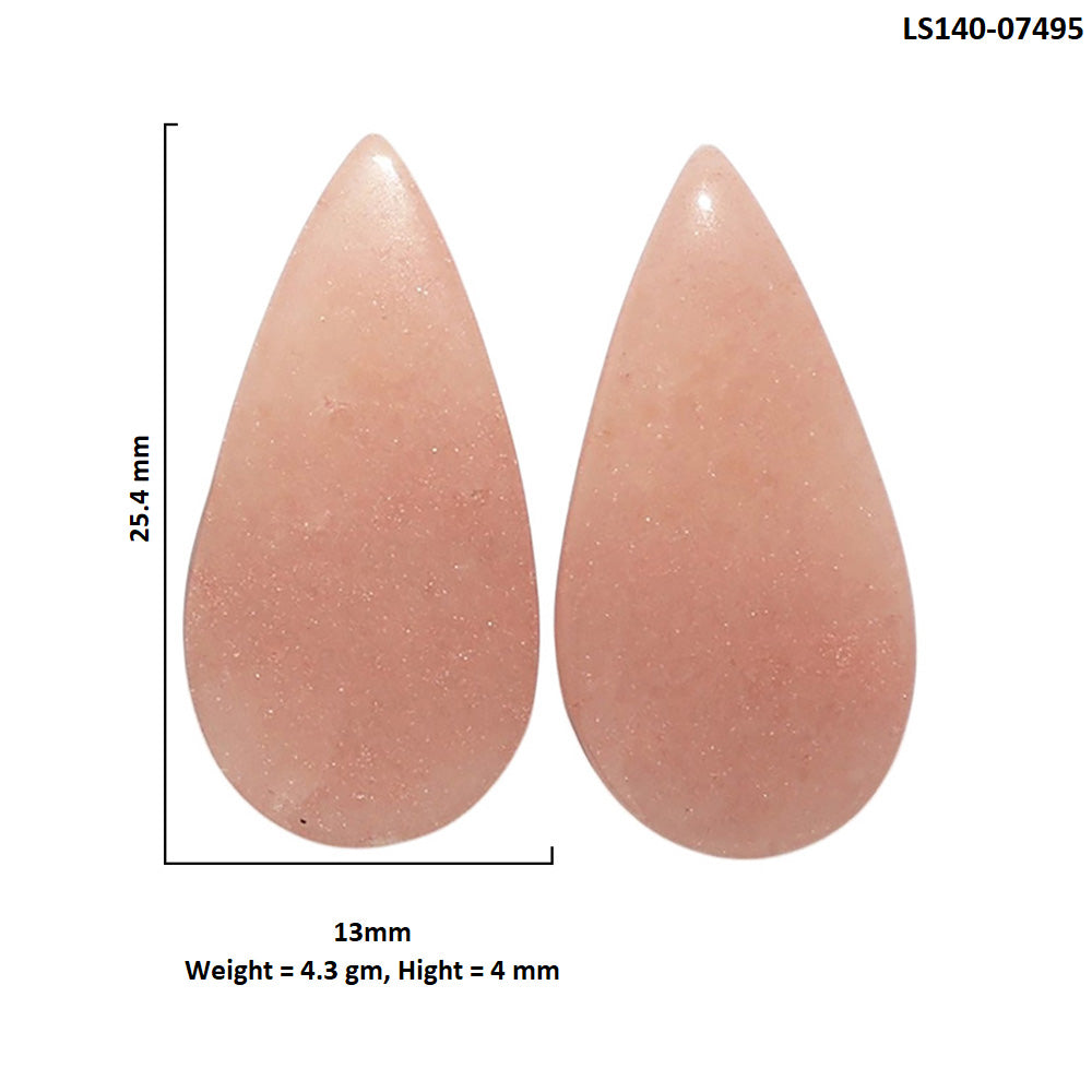 Pink Aventurine Pair 13x25.4x4 mm Pear Shape Polished Gemstone LS140-07495
