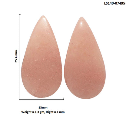 Pink Aventurine Pair 13x25.4x4 mm Pear Shape Polished Gemstone LS140-07495