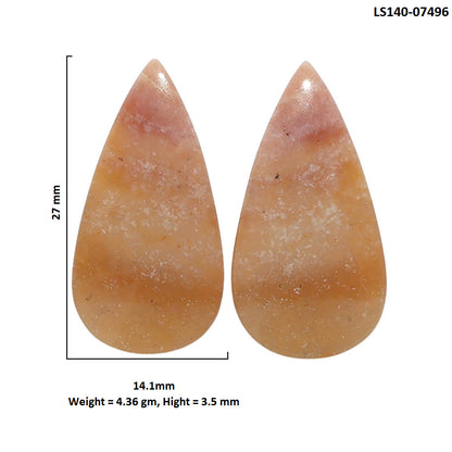 Yellow Aventurine Pair 14.1x27x3.5 mm Pear Shape Polished Gemstone LS140-07496