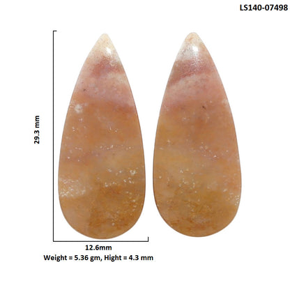Yellow Aventurine Pair 12.6x29.3x4.3 mm Pear Shape Polished Gemstone LS140-07498