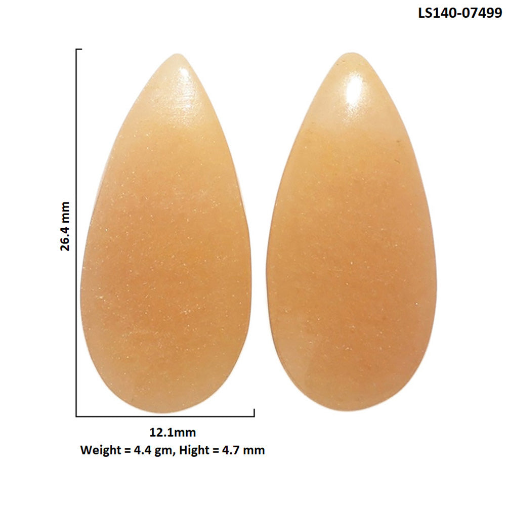 Yellow Aventurine Pair 12.1x26.4x4.7 mm Pear Shape Polished Gemstone LS140-07499