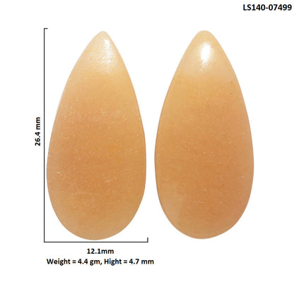 Yellow Aventurine Pair 12.1x26.4x4.7 mm Pear Shape Polished Gemstone LS140-07499