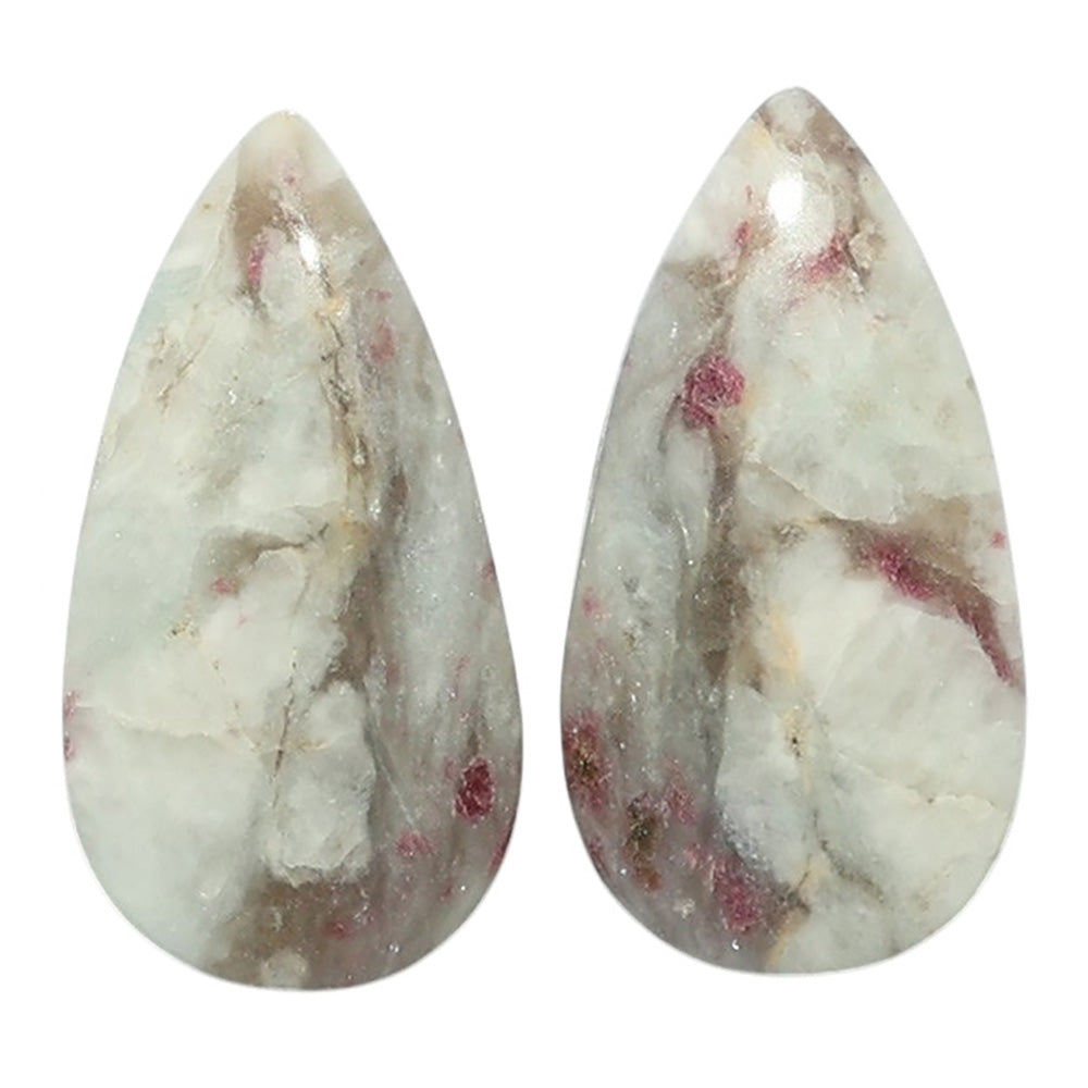 Pink Tourmaline in Quartz Pair 12.5x23.85x4.5 mm Pear Shape Polished Gemstone LS141-07503