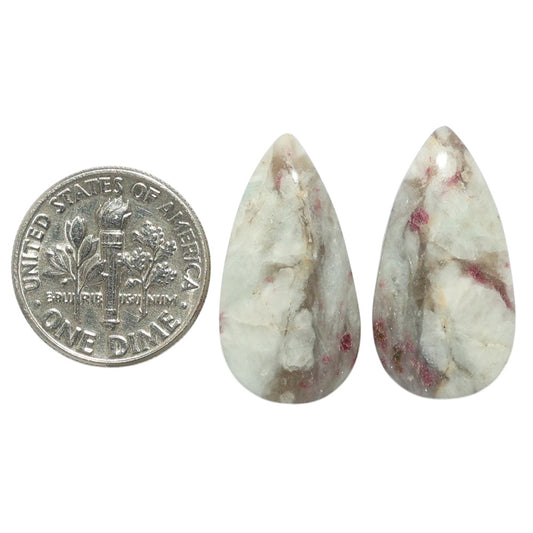Pink Tourmaline in Quartz Pair 12.5x23.85x4.5 mm Pear Shape Polished Gemstone LS141-07503