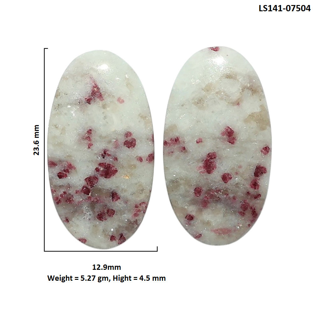 Pink Tourmaline in Quartz Pair 12.9x23.6x4.5 mm Oval Shape Polished Gemstone LS141-07504