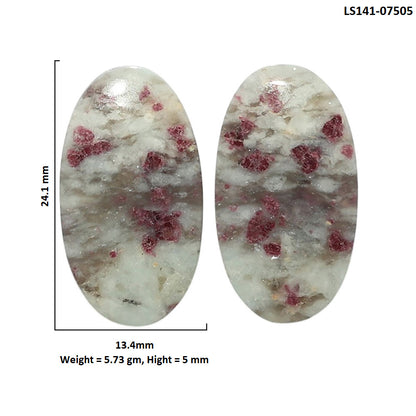 Pink Tourmaline in Quartz Pair 13.4x24.1x5 mm Oval Shape Polished Gemstone LS141-07505