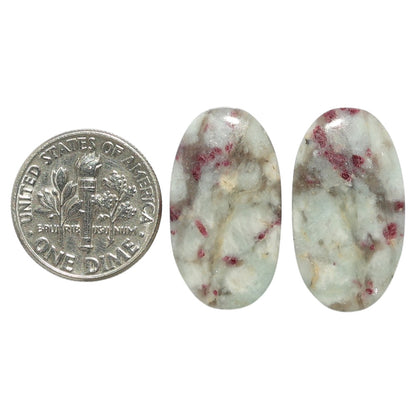 Pink Tourmaline in Quartz Pair 13x23.6x4.5 mm Oval Shape Polished Gemstone LS141-07507