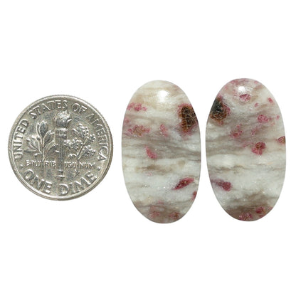 Pink Tourmaline in Quartz Pair 13.3x23.9x4 mm Oval Shape Polished Gemstone LS141-07508
