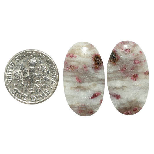 Pink Tourmaline in Quartz Pair 13.3x23.9x4 mm Oval Shape Polished Gemstone LS141-07508