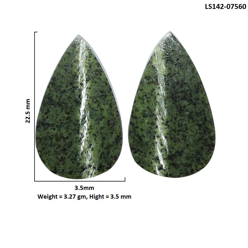 Natural Chrysotile Pair 3.5x22.5x3.5 mm Pear Shape Polished Gemstone LS142-07560
