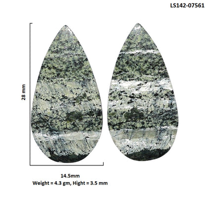 Natural Chrysotile Pair 14.5x28x3.5 mm Pear Shape Polished Gemstone LS142-07561