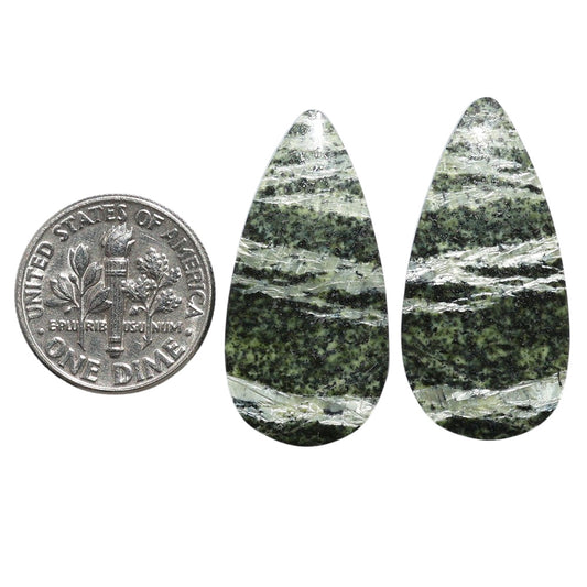Natural Chrysotile Pair 15.8x30x4 mm Pear Shape Polished Gemstone LS142-07563