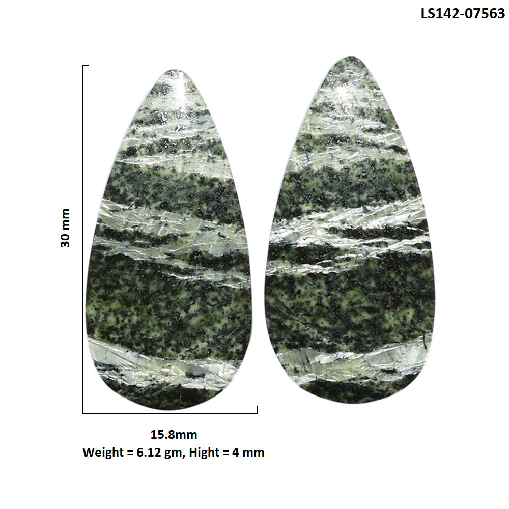 Natural Chrysotile Pair 15.8x30x4 mm Pear Shape Polished Gemstone LS142-07563