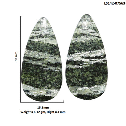 Natural Chrysotile Pair 15.8x30x4 mm Pear Shape Polished Gemstone LS142-07563