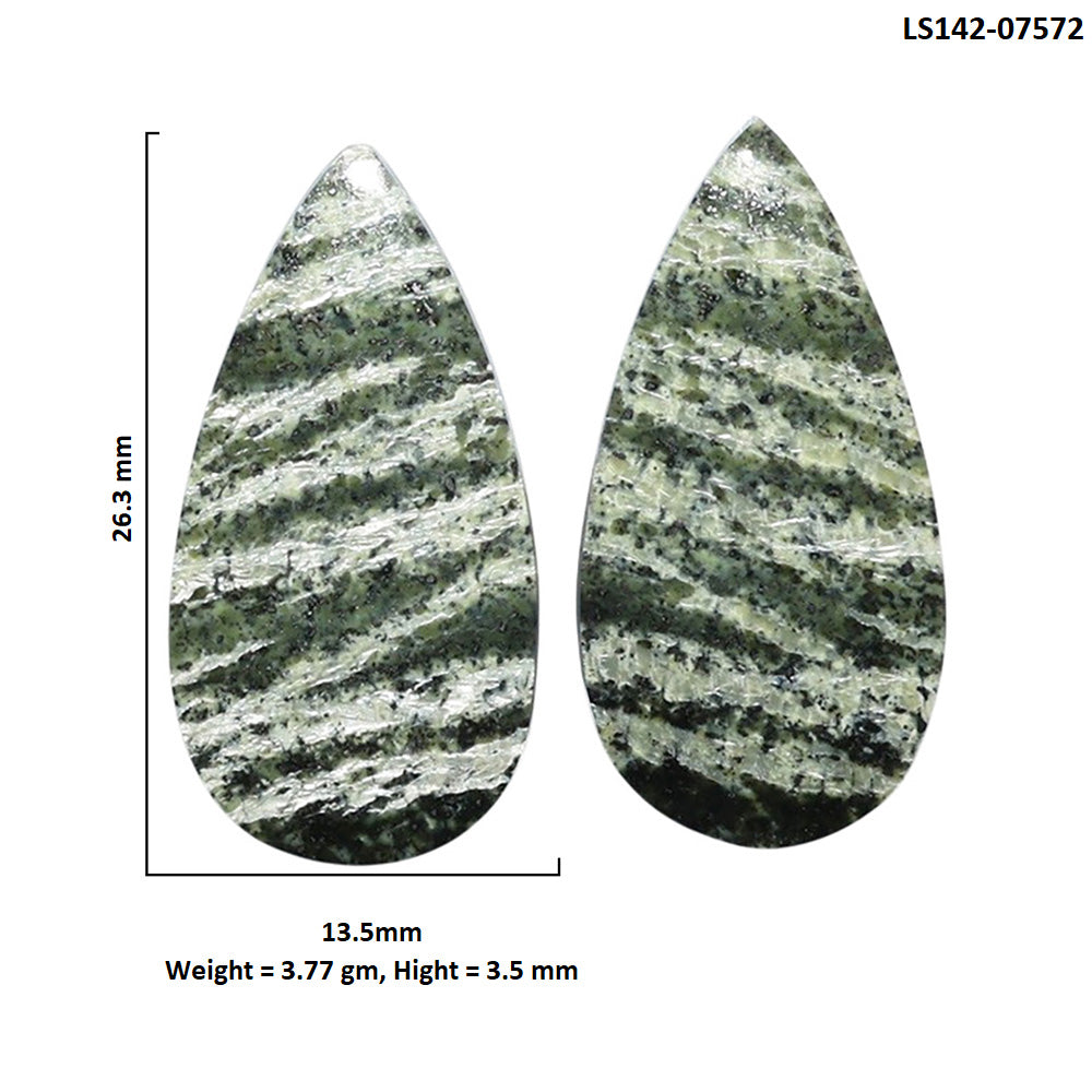 Natural Chrysotile Pair 13.5x26.3x3.5 mm Pear Shape Polished Gemstone LS142-07572