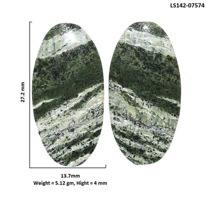 Natural Chrysotile Pair 13.7x27.2x4 mm Oval Shape Polished Gemstone LS142-07574