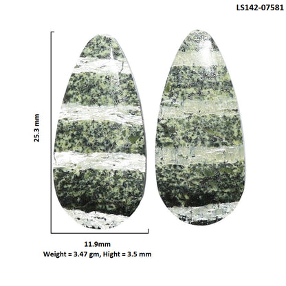 Natural Chrysotile Pair 11.9x25.3x3.5 mm Pear Shape Polished Gemstone LS142-07581