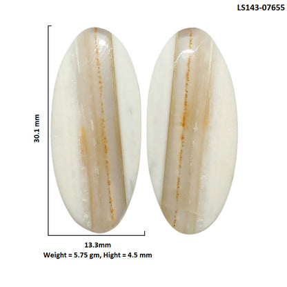 Banded Onyx Pair 13.3x30.1x4.5 mm Oval Shape Polished Gemstone LS143-07655