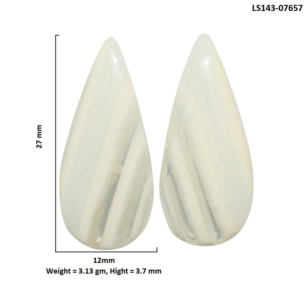 Banded Onyx Pair 12x27x3.7 mm Pear Shape Polished Gemstone LS143-07657