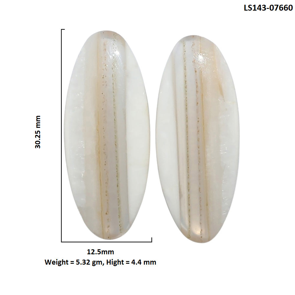 Banded Onyx Pair 12.5x30.25x4.4 mm Oval Shape Polished Gemstone LS143-07660
