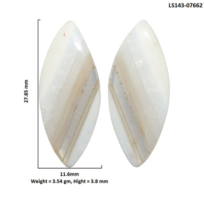 Banded Onyx Pair 11.6x27.85x3.8 mm Marquise Shape Polished Gemstone LS143-07662
