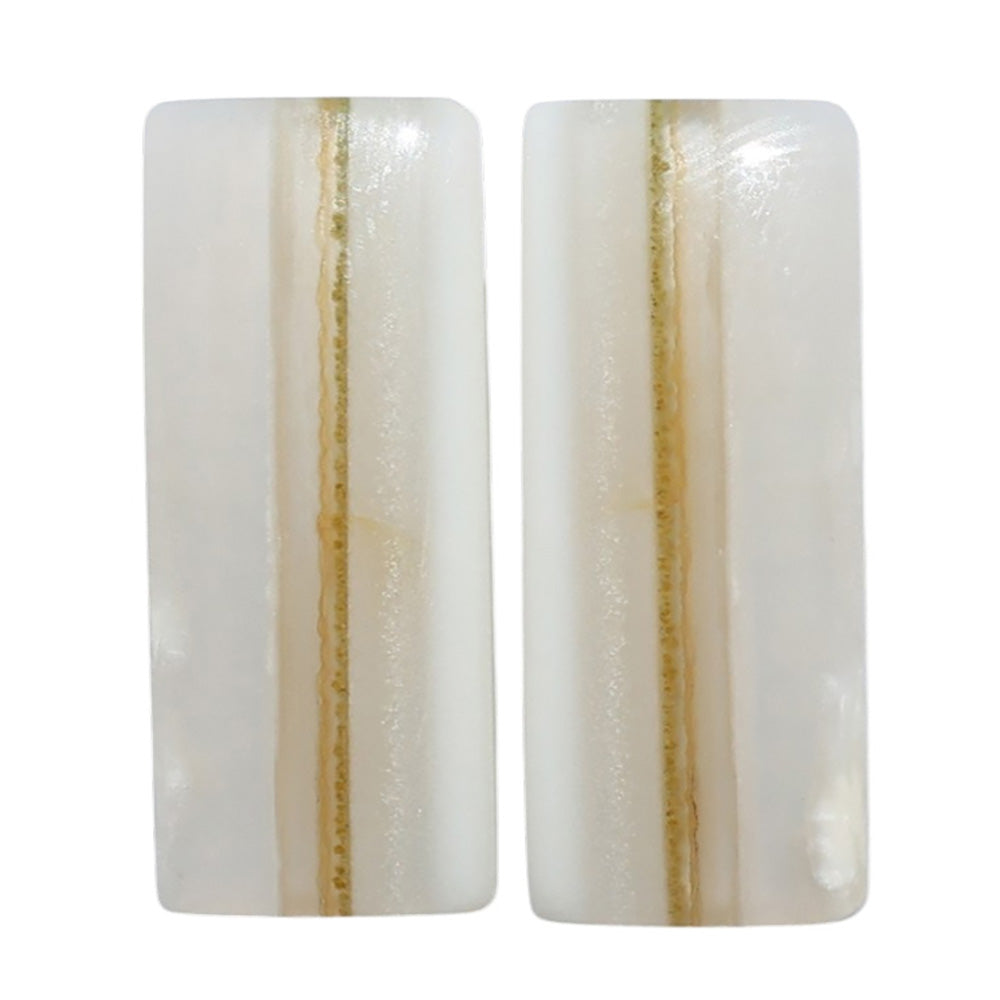 Banded Onyx Pair 11.5x27.6x4.3 mm Baguette Shape Polished Gemstone LS143-07664