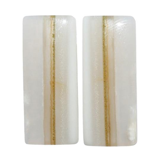 Banded Onyx Pair 11.5x27.6x4.3 mm Baguette Shape Polished Gemstone LS143-07664
