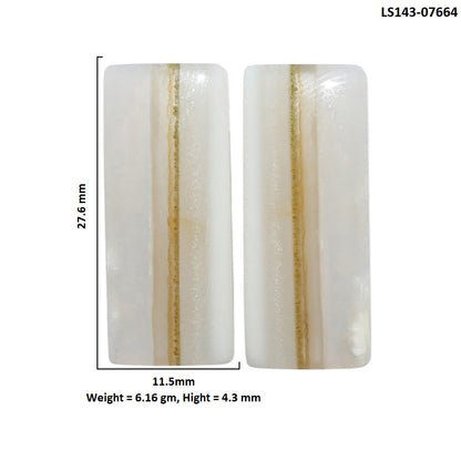 Banded Onyx Pair 11.5x27.6x4.3 mm Baguette Shape Polished Gemstone LS143-07664